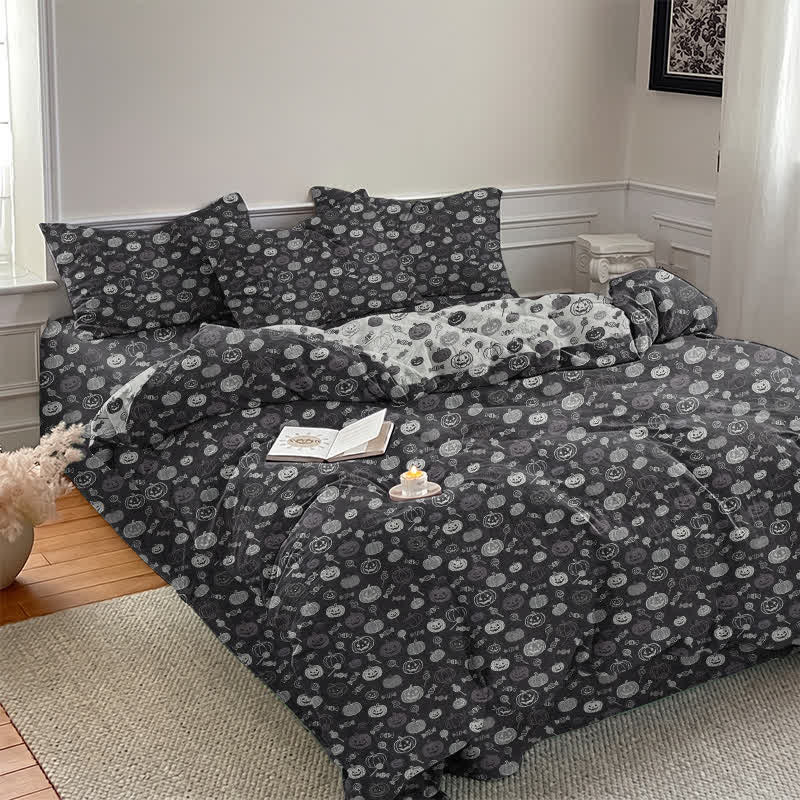 Set di biancheria da letto in cotone monocromatico con zucche per Halloween - image 2