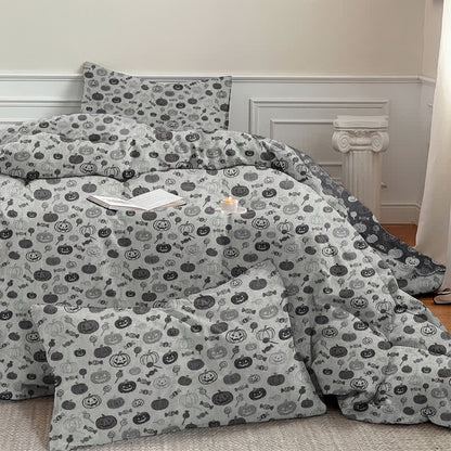 Set di biancheria da letto in cotone monocromatico con zucche per Halloween - image 12