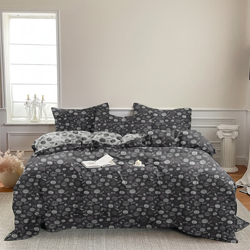 Set di biancheria da letto in cotone monocromatico con zucche per Halloween - image 3