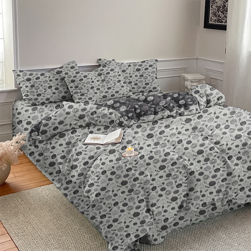 Set di biancheria da letto in cotone monocromatico con zucche per Halloween - image 10