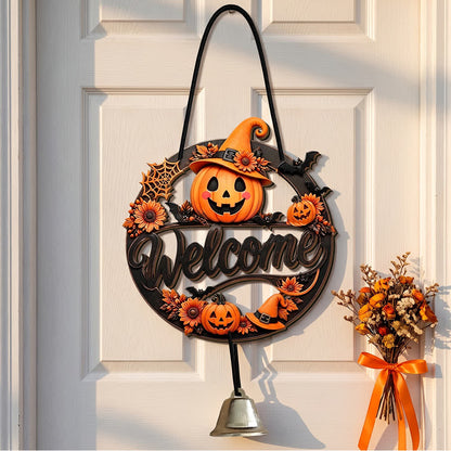 Cartello di benvenuto gotico in legno per Halloween. - Ghirlanda di zucche - 5 pezzi - image 5