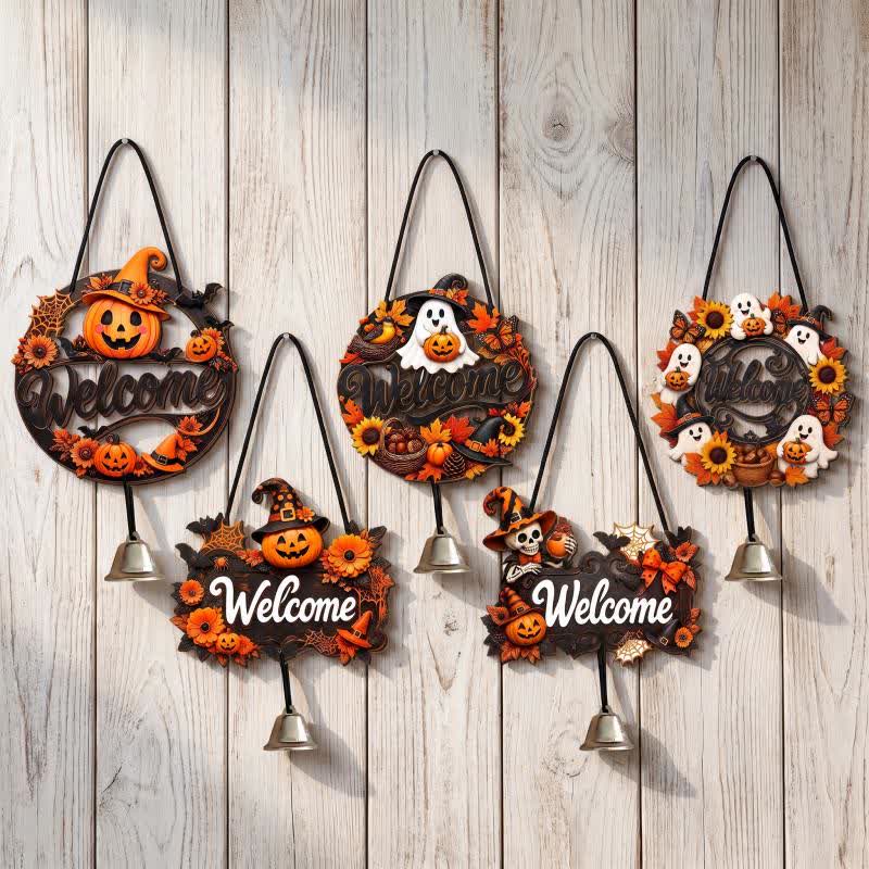 Cartello di benvenuto gotico in legno per Halloween. - Set di 5 modelli - 5 pezzi - image 6