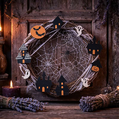 Ghirlanda di rami per Halloween con decorazioni a ragnatela - image 3