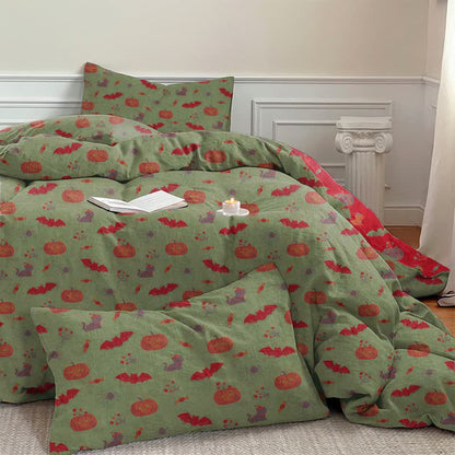 Set di biancheria da letto in cotone con zucca e pipistrello di Halloween - image 12
