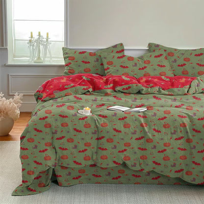 Set di biancheria da letto in cotone con zucca e pipistrello di Halloween - image 9