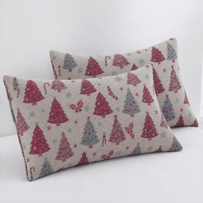 Coperta festiva in garza di cotone con motivo albero di Natale - Beige - 2 federe - 51cm x 91cm - image 23