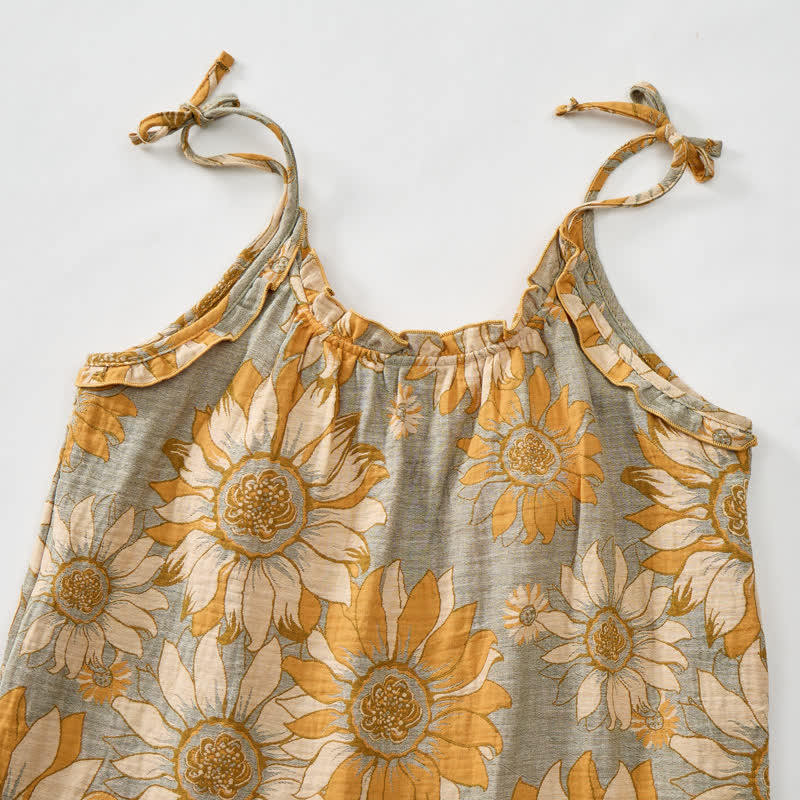 Completo da casa con canotta e laccetti a tema girasole - image 2