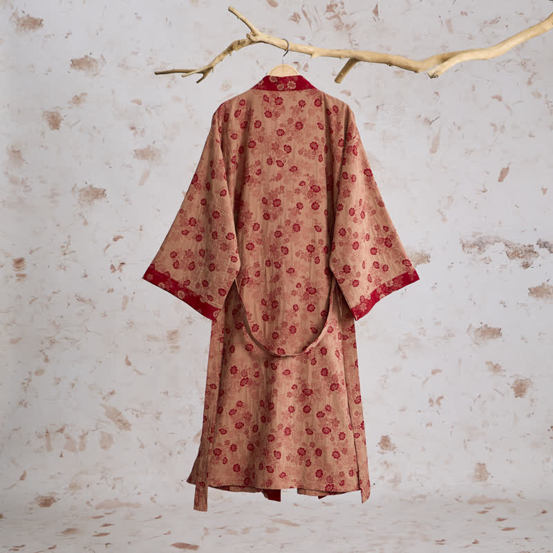 Kimono in garza di cotone con motivo floreale retrò - image 9
