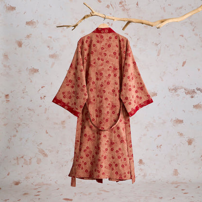 Kimono in garza di cotone con motivo floreale retrò - image 9