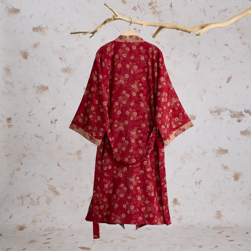 Kimono in garza di cotone con motivo floreale retrò - image 1