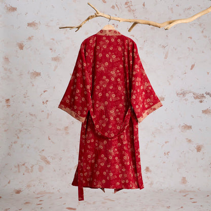 Kimono in garza di cotone con motivo floreale retrò - image 1