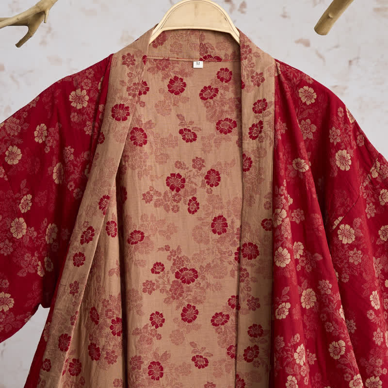 Kimono in garza di cotone con motivo floreale retrò - image 2