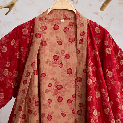 Kimono in garza di cotone con motivo floreale retrò - image 2