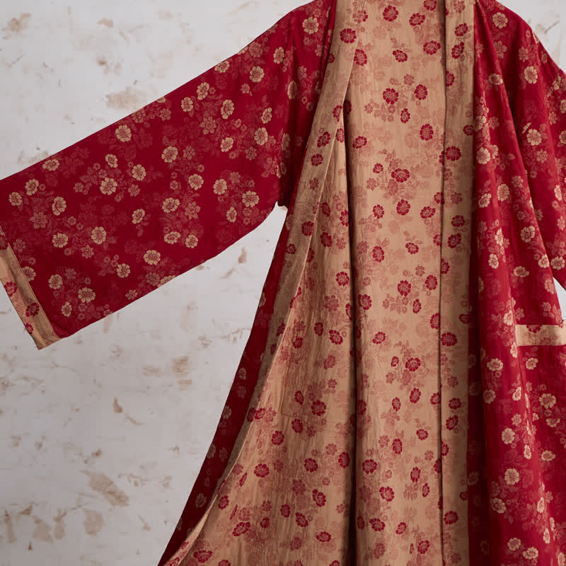 Kimono in garza di cotone con motivo floreale retrò - image 3