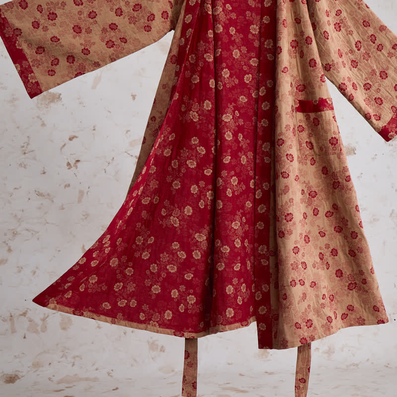 Kimono in garza di cotone con motivo floreale retrò - image 13