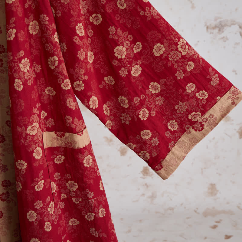Kimono in garza di cotone con motivo floreale retrò - image 4