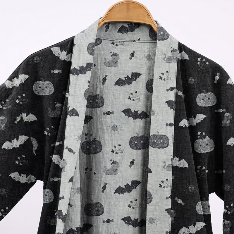 Kimono in cotone con zucca e pipistrello di Halloween - image 2