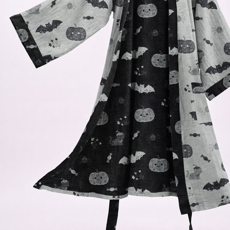 Kimono in cotone con zucca e pipistrello di Halloween - image 8