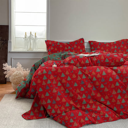 Set di biancheria da letto in cotone con motivo albero di Natale. - image 3