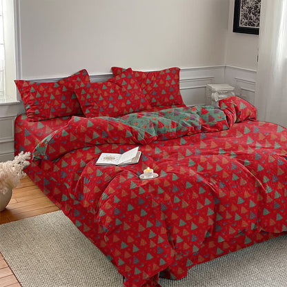Set di biancheria da letto in cotone con motivo albero di Natale. - image 1