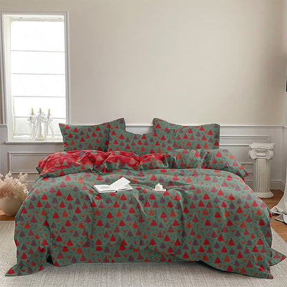 Set di biancheria da letto in cotone con motivo albero di Natale. - image 13