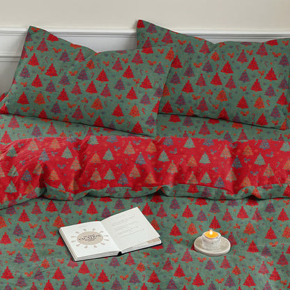 Set di biancheria da letto in cotone con motivo albero di Natale. - image 15