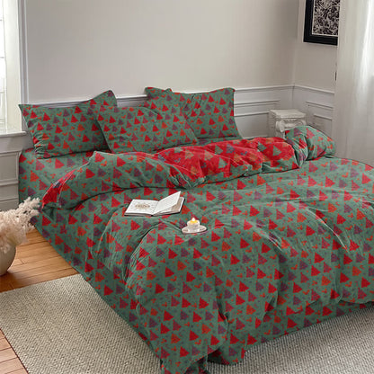 Set di biancheria da letto in cotone con motivo albero di Natale. - image 9