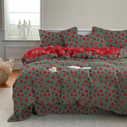 Set di biancheria da letto in cotone con motivo albero di Natale. - image 10