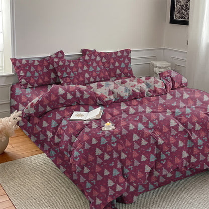 Set di biancheria da letto in cotone con motivo albero di Natale. - image 17
