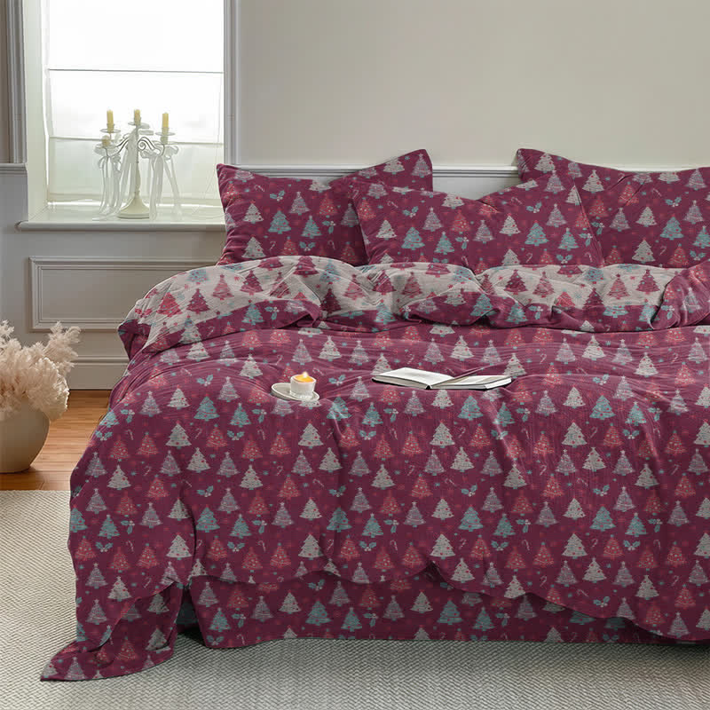 Set di biancheria da letto in cotone con motivo albero di Natale. - image 18
