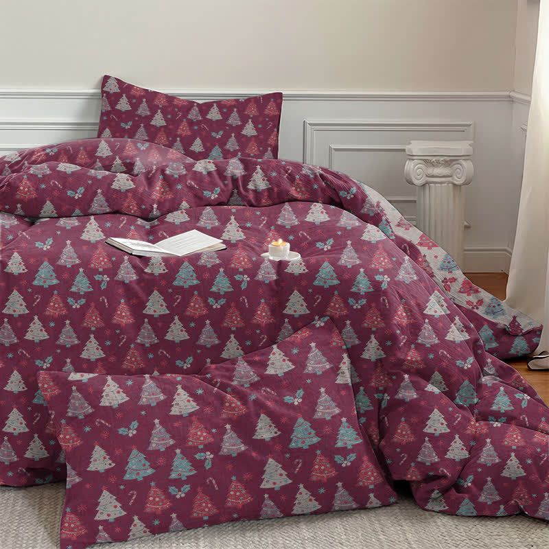 Set di biancheria da letto in cotone con motivo albero di Natale. - image 20