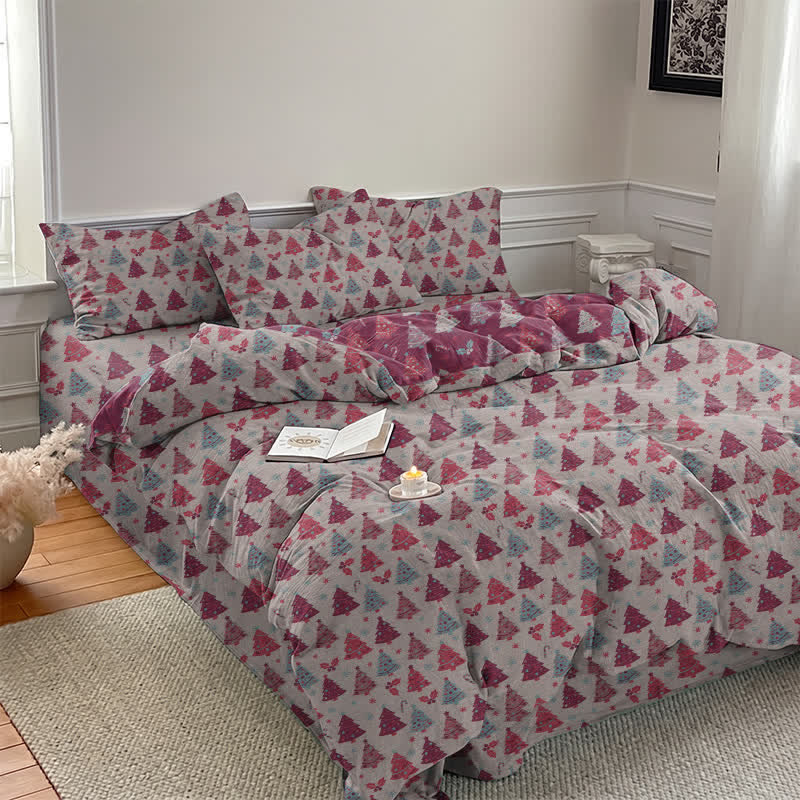 Set di biancheria da letto in cotone con motivo albero di Natale. - image 25