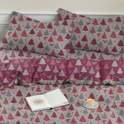 Set di biancheria da letto in cotone con motivo albero di Natale. - image 31