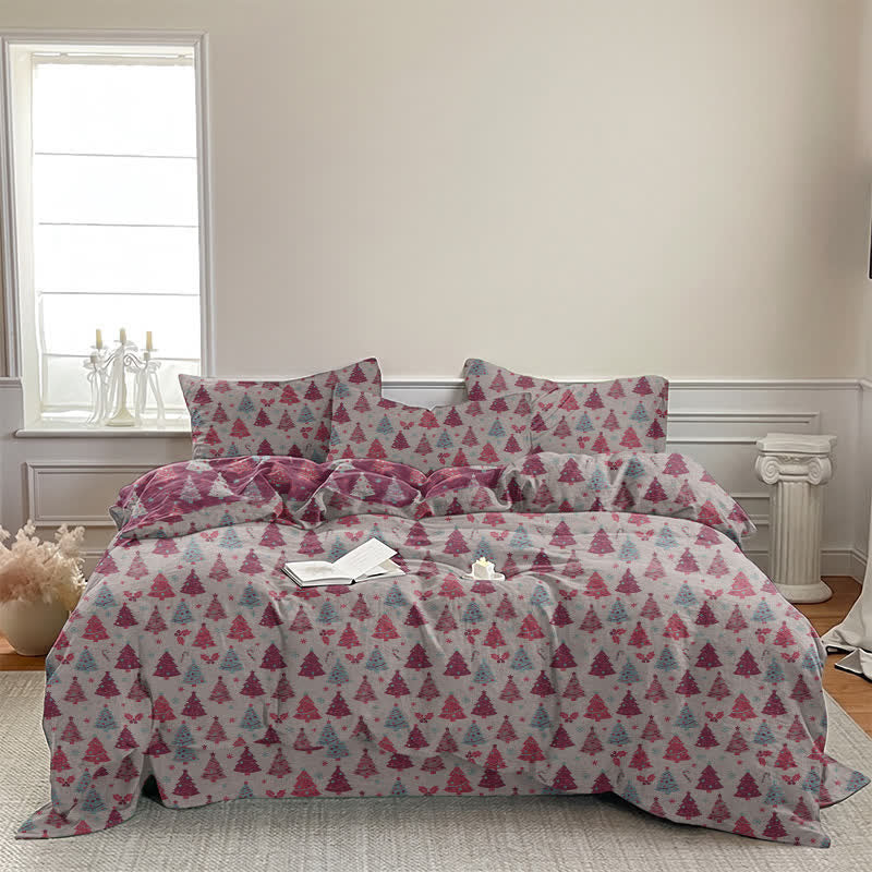 Set di biancheria da letto in cotone con motivo albero di Natale. - image 29