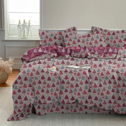 Set di biancheria da letto in cotone con motivo albero di Natale. - image 26