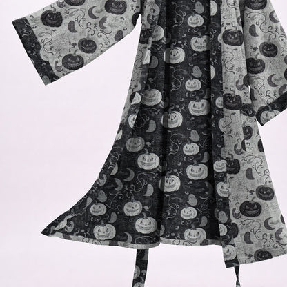 Kimono in cotone con motivo zucca e luna di Halloween - image 8