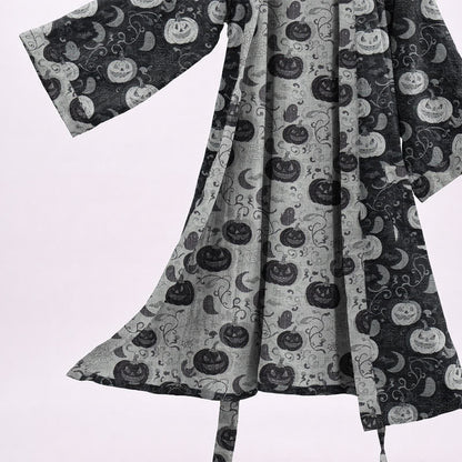 Kimono in cotone con motivo zucca e luna di Halloween - image 3