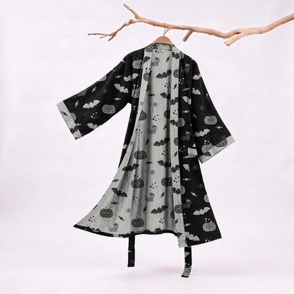 Kimono in cotone con zucca e pipistrello di Halloween - Nero - 2XL - image 0