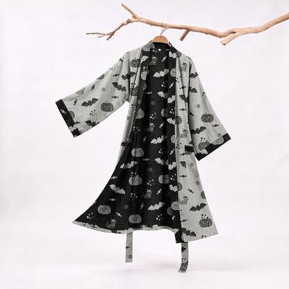 Kimono in cotone con zucca e pipistrello di Halloween - Grigio - 2XL - image 5
