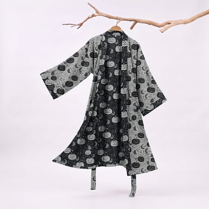 Kimono in cotone con motivo zucca e luna di Halloween - Bianco - 2XL - image 5
