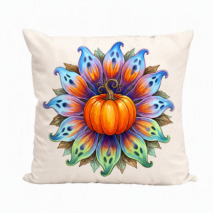 Fodera per cuscino decorativo con zucca e fiori di Halloween - image 3