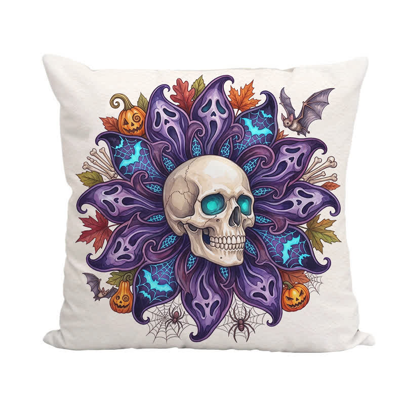 Fodera per cuscino decorativo con teschio e petali di fantasma notturno - image 4