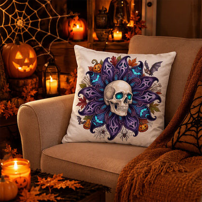 Fodera per cuscino decorativo con teschio e petali di fantasma notturno - image 2
