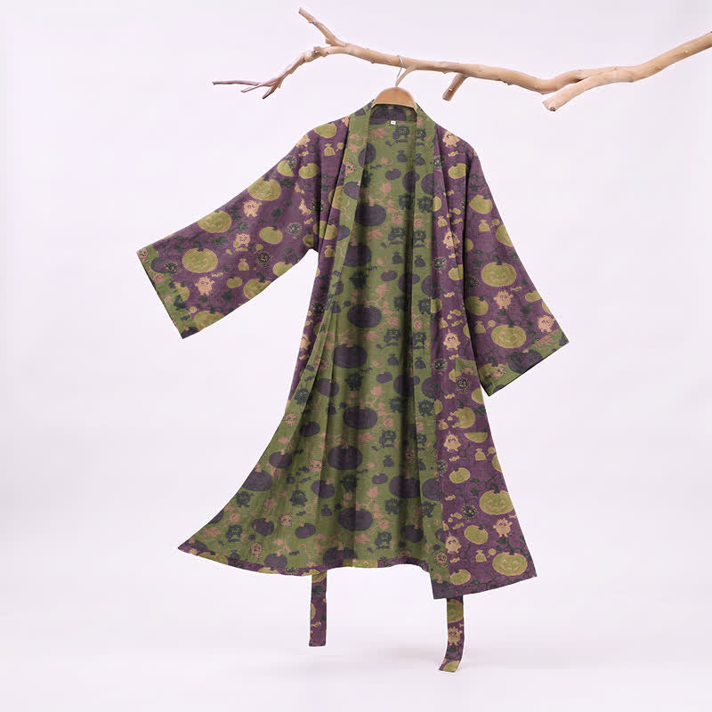 Kimono in cotone con zucca e mostro di Halloween - Viola - 2XL - image 0