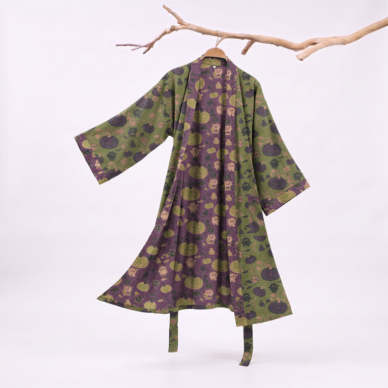 Kimono in cotone con zucca e mostro di Halloween - Verde - 2XL - image 5