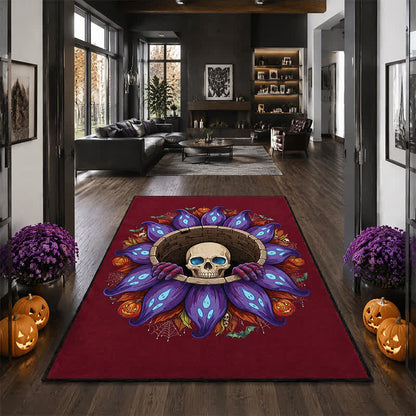 Tappeto antiscivolo per Halloween con teschio gotico. - image 2