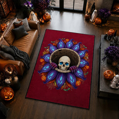 Tappeto antiscivolo per Halloween con teschio gotico. - 95" x 119" - image 0