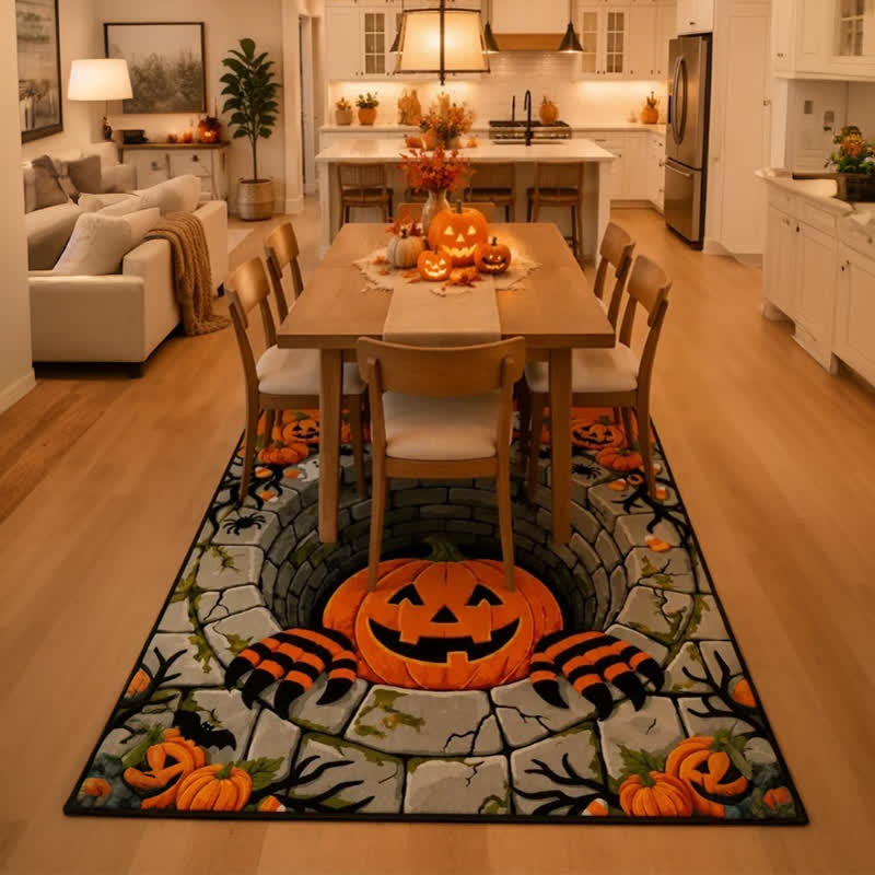 Tappeto 3D con illusione ottica a forma di zucca di Halloween - image 4
