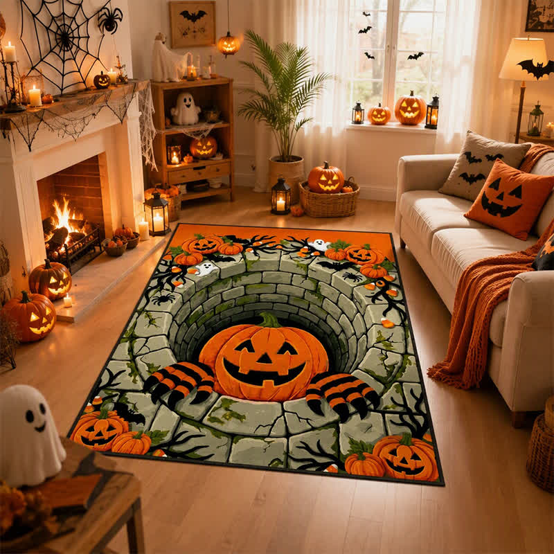 Tappeto 3D con illusione ottica a forma di zucca di Halloween - image 5