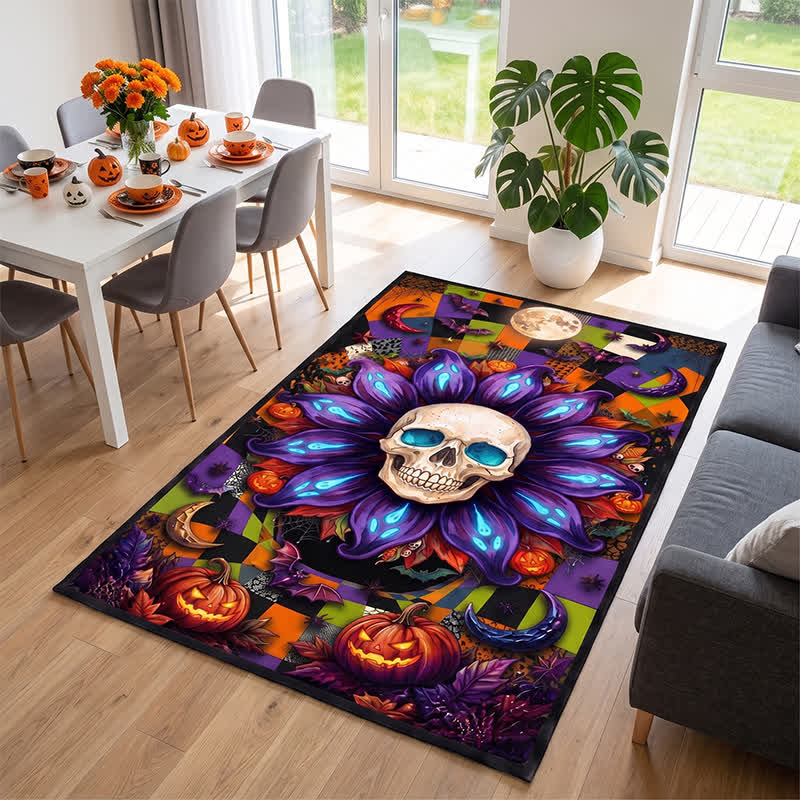 Tappeto antiscivolo con mandala e teschio gotico di Halloween - image 4